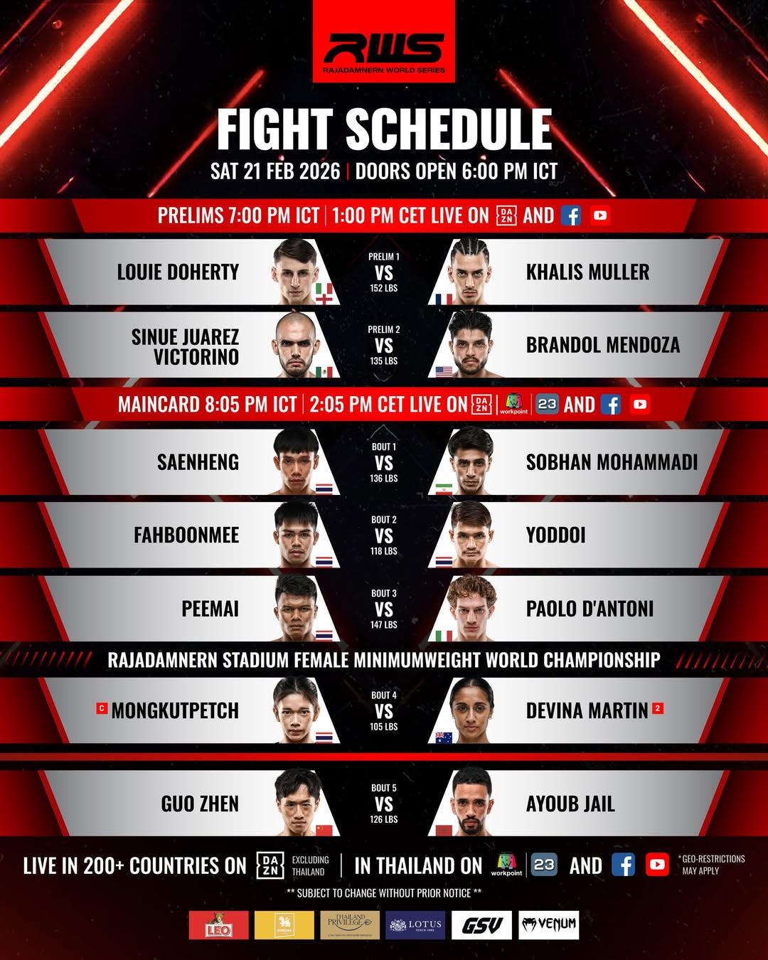 Rajadamnern World Series 182 poster