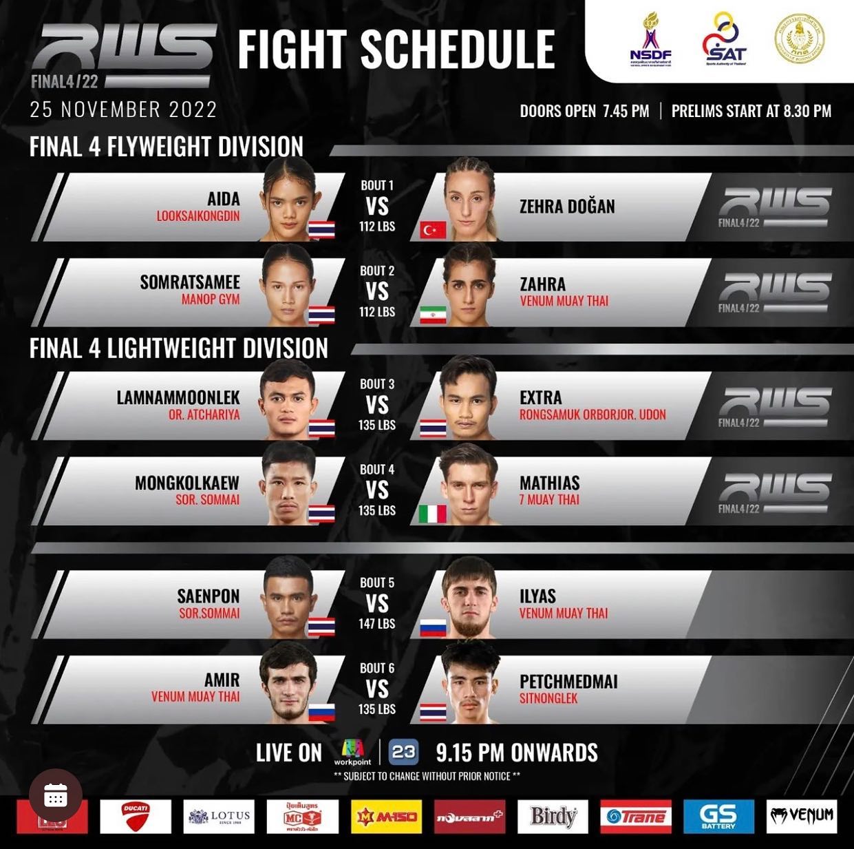 Rajadamnern World Series 19 poster