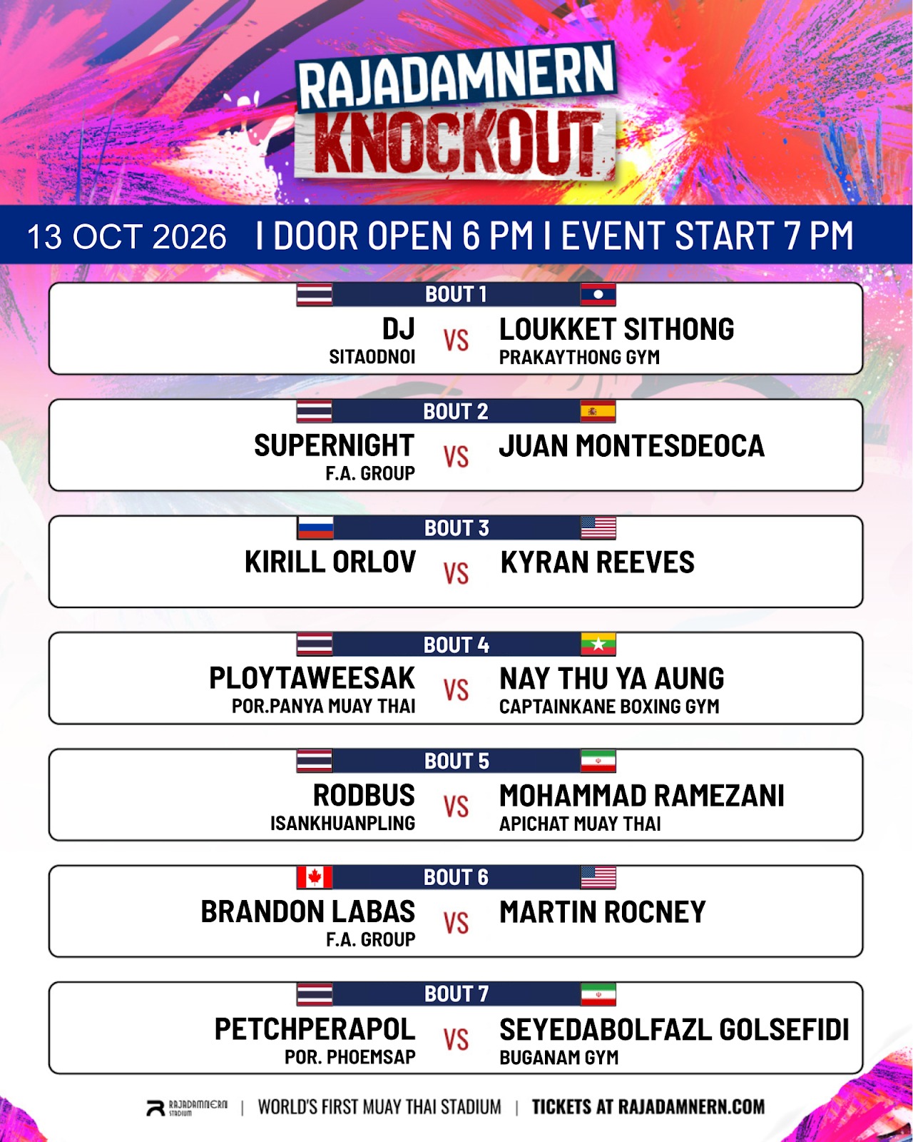 Rajadamnern Knockout (13.10.2026) poster