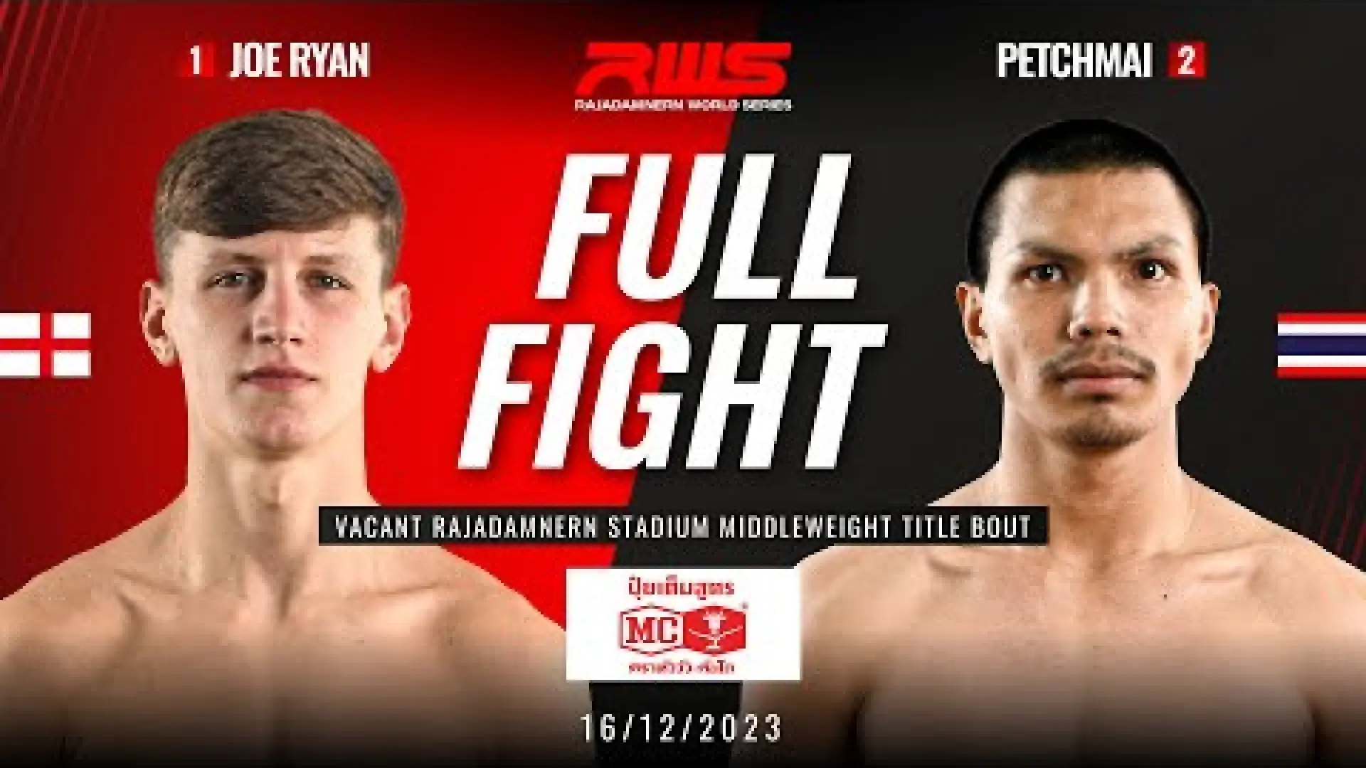 Joe Ryan vs Petchmai SiaDamMooPlaraRajadamnern (Fight Video)